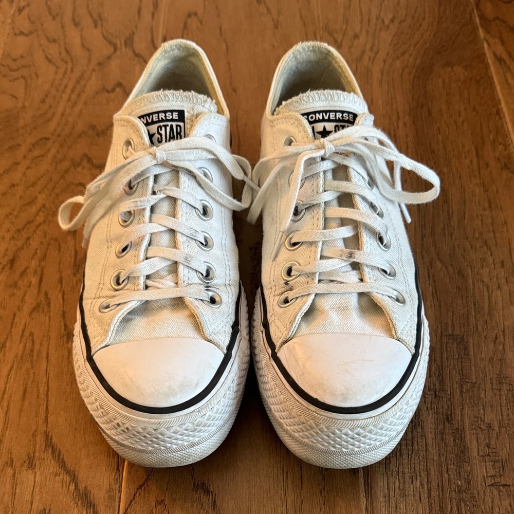 Converse All Star White Canvas Platform Sneakers